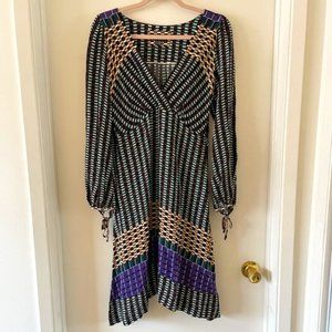 Maeve multi geometric print midi dress WITH POCKETS!, sz 6